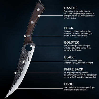 1 pz Coltello da disosso da cucina con fodero, coltello da frutta, coltello per sbucciare, coltello per frutta, verdura, pesce, carne, coltello da macellaio, coltello da taglio professionale, coltello da chef affilato, coltello da barbecue, coltello multi