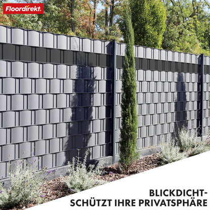 Striscia PVC per Privacy per Recinzione a Doppio Filo – Rotolo da 35m, Altezza 19cm, Include 20 Clip, Disponibile in 3 Colori e 4 Design