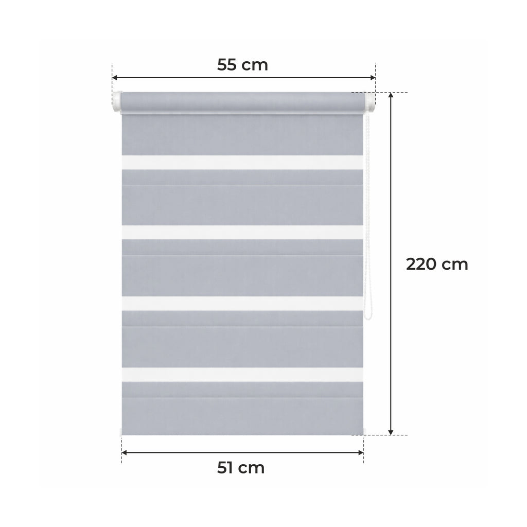 Tenda a Rullo Giorno & Notte - Grigio Chiaro - 32 Misure - BOJANEK Giorno & Notte - Installazione Finestra Non Invasiva, Nessuna Foratura Richiesta, Regolazione a Catena, Supporti Regolabili per Varie Spessori di Finestre, Design Moderno, Protezione dalla