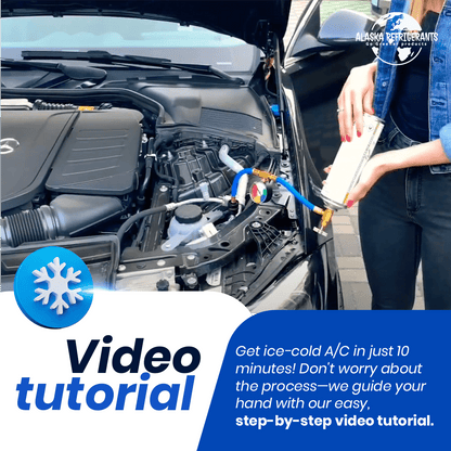 Kit Refrigeranti Combinati Alaska – Refrigerante di Ricambio 3in1 R134a con Olio PAG 100 e Sigillante + Refrigerante di Ricambio R134a + Tubo e Manometro