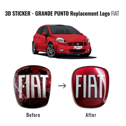 Fiat Adesivo 3D Ricambio Logo Anteriore per Grande Punto Anteriore Rosso