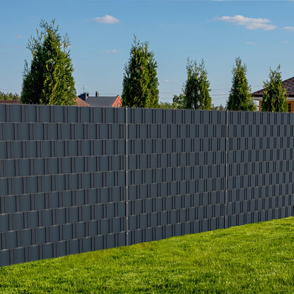 Strisce schermanti per privacy in PVC 450g/m², schermo per recinzione da giardino, 50m x 19cm, tappetini a doppia asta con 40 clip per terrazza, patio, balcone, grigio antracite, verde, grigio chiaro