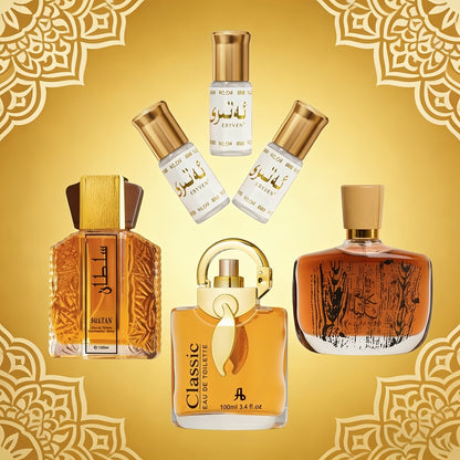 Sei Flaconi (3.38 Fl Oz X 3 e 0.1 Fl Oz X 3) Serie Araba Eau De Toilette - Legnoso Esotico - Fragranza a Lunga Durata, Unisex, Adatto a Tutte le Occasioni. Il Set Regalo Perfetto Quotidiano/Vacanziero per Te o Altri