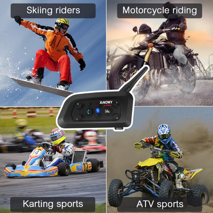 XINOWY V6 Interfono Moto 1/2 pezzi 3.5Mm Casco Wireless Auricolare Interfono per 6 Motociclisti 1200M Conversazione 850Mah DPS Riduzione del Rumore Mani Libere Stereo Musica Adatto a Tutti i Tipi di Caschi