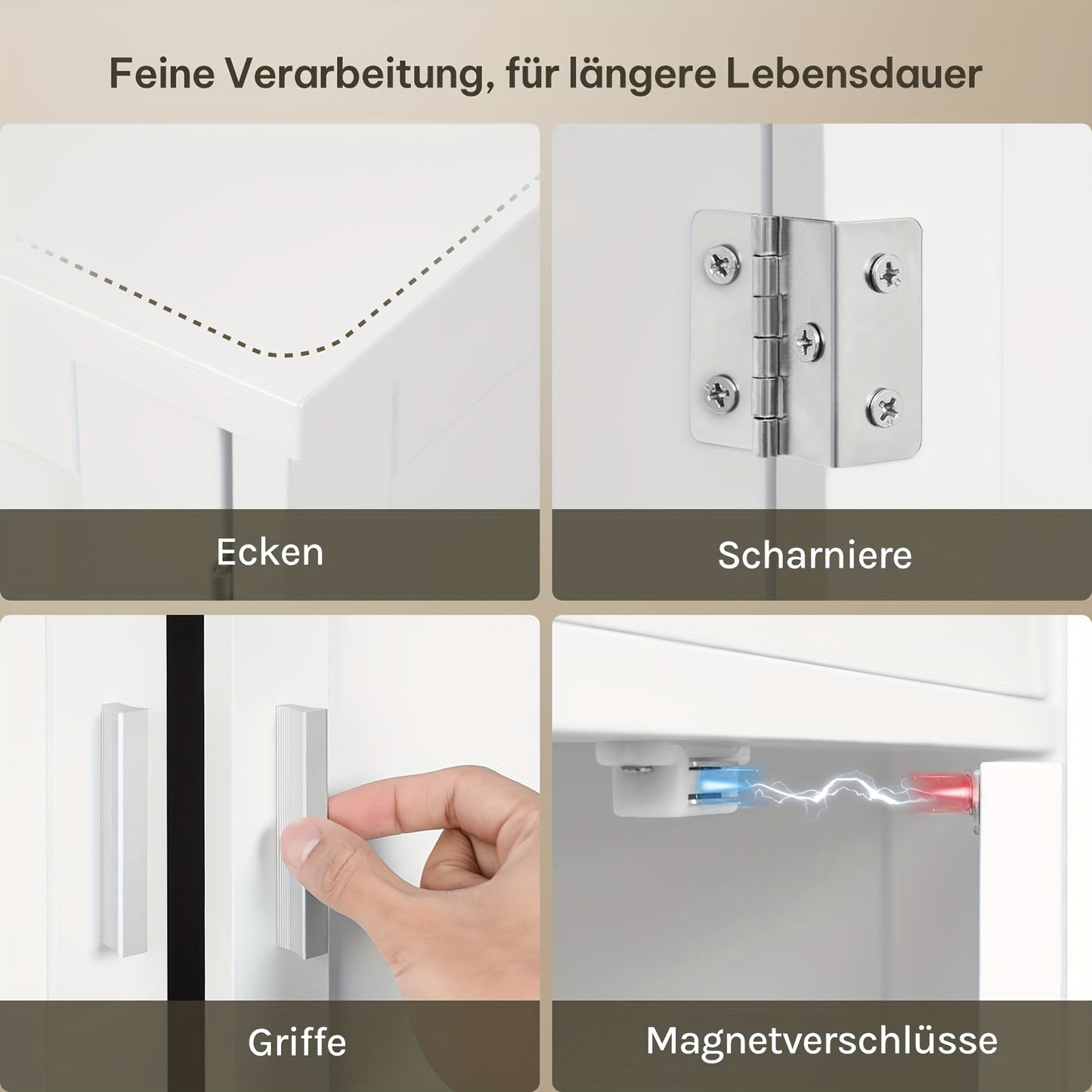 1 pz Mobiletto contenitore multifunzionale moderno e semplice, mobile per bagno, design a quattro ante + ripiano aperto, adatto per bagno/cucina/soggiorno/ufficio 60x120x30cm bianco, manufatto contenitore per la casa