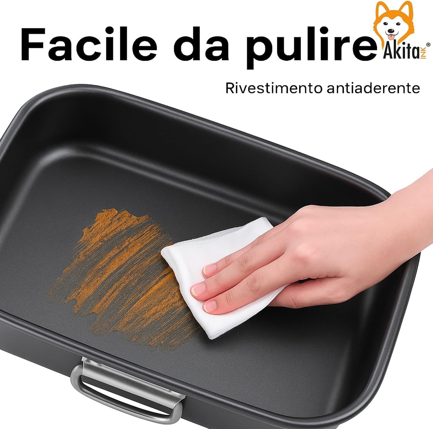 AKITAInk Set 4 Teglie Antiaderenti 20-25-30-35 cm | Alluminio, Cottura Uniforme, Bordo Alto, Lavabili in Lavastoviglie, Senza Grassi per Pizze e Torte Made in Italy