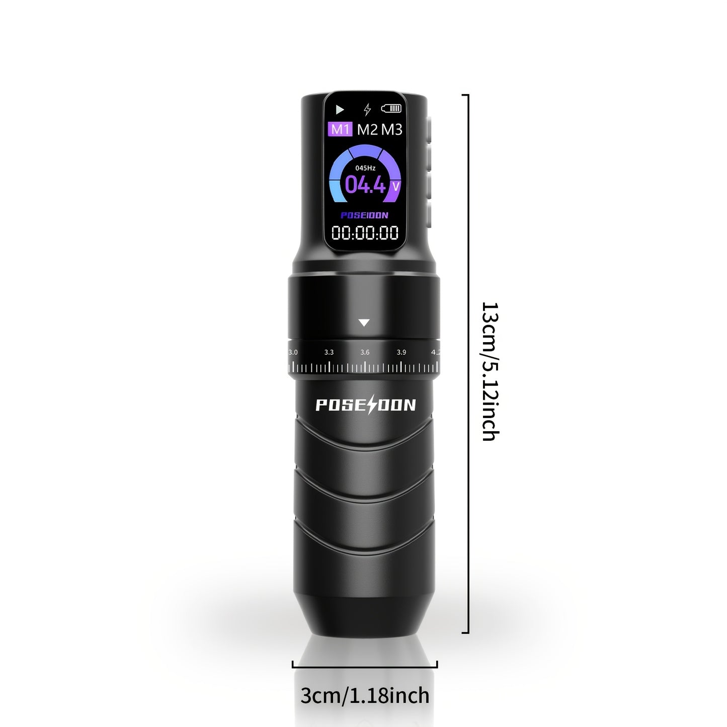 POSEIDON Macchinetta Tatuaggio Rotante Wireless a Penna, Motore Senza Nucleo con Passo Regolabile da 2.4-4.2Mm, Due Batterie con Schermo Digitale da 2300Mah per Principianti