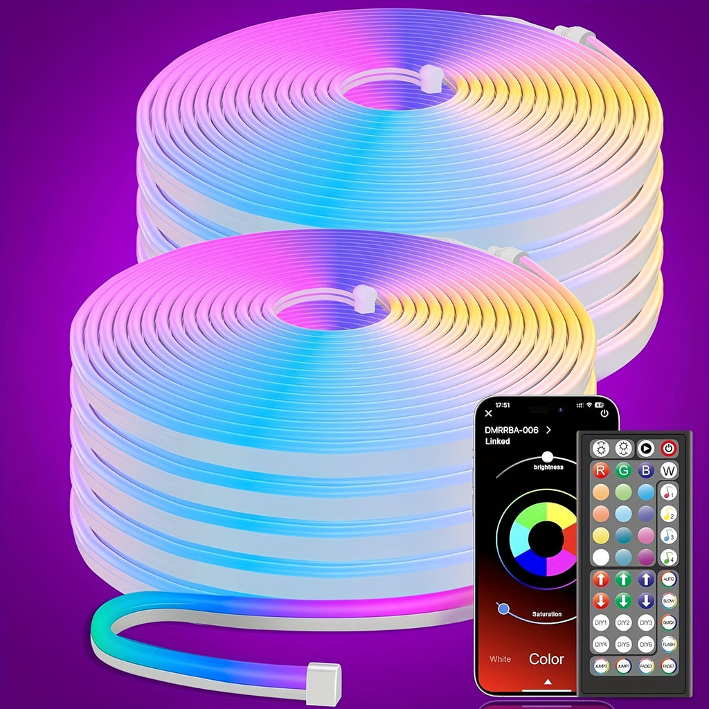 Luci LED Neon a Corda Flessibili 30/20/15/10/5m, Controllo via App/Telecomando, Modalità Multiple, Luci Neon RGB