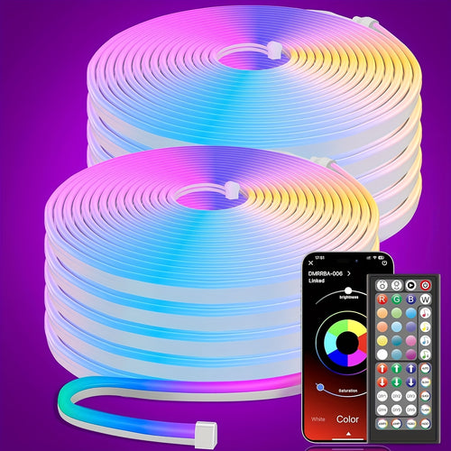 Luci a corda al neon LED 30/20/15/10/5m, controllo tramite app/telecomando, luce a corda LED flessibile, modalità multiple, luci al neon RGB