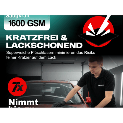 Asciugamano per auto 50X80 cm 1600 GSM - Microfibra premium grande, senza macchie e graffi, asciugatura rapida, double-face