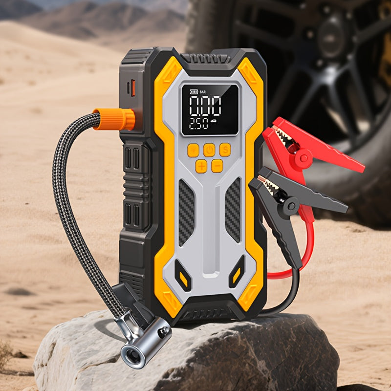 Avviatore di emergenza portatile multifunzione 9-in-1 10000A con gonfiatore per pneumatici e compressore d'aria, avviatore portatile per batteria auto 150PSL, gonfiatore digitale per pneumatici, luce di emergenza a LED e strumento accessorio per auto. Dis