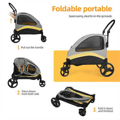 M/L/XL Passeggino Pieghevole per Cani di Taglia Piccola, Carrello Rotante per Animali Domestici a 4 Ruote per Cane e Gatto