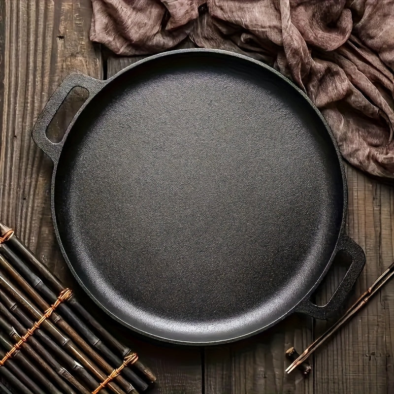 Padella piastra multifunzione in ghisa da 1 pezzo - Padella antiaderente per pizza, barbecue, pancake - Compatibile con tutti i piani cottura, ideale per cucina domestica e cottura all'aperto