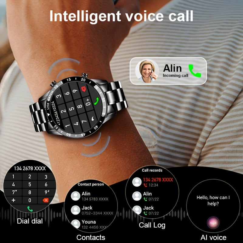 Orologio Intelligente LIGE con Schermo Touch Completo da 3,53 cm. Funzione di Controllo Musicale/Avviso Informazioni Chiamate/Conteggio Calorie. Orologi da Polso Sportivi Multifunzionali per Esterni per Android e iPhone. Adatto per Regali a Uomini
