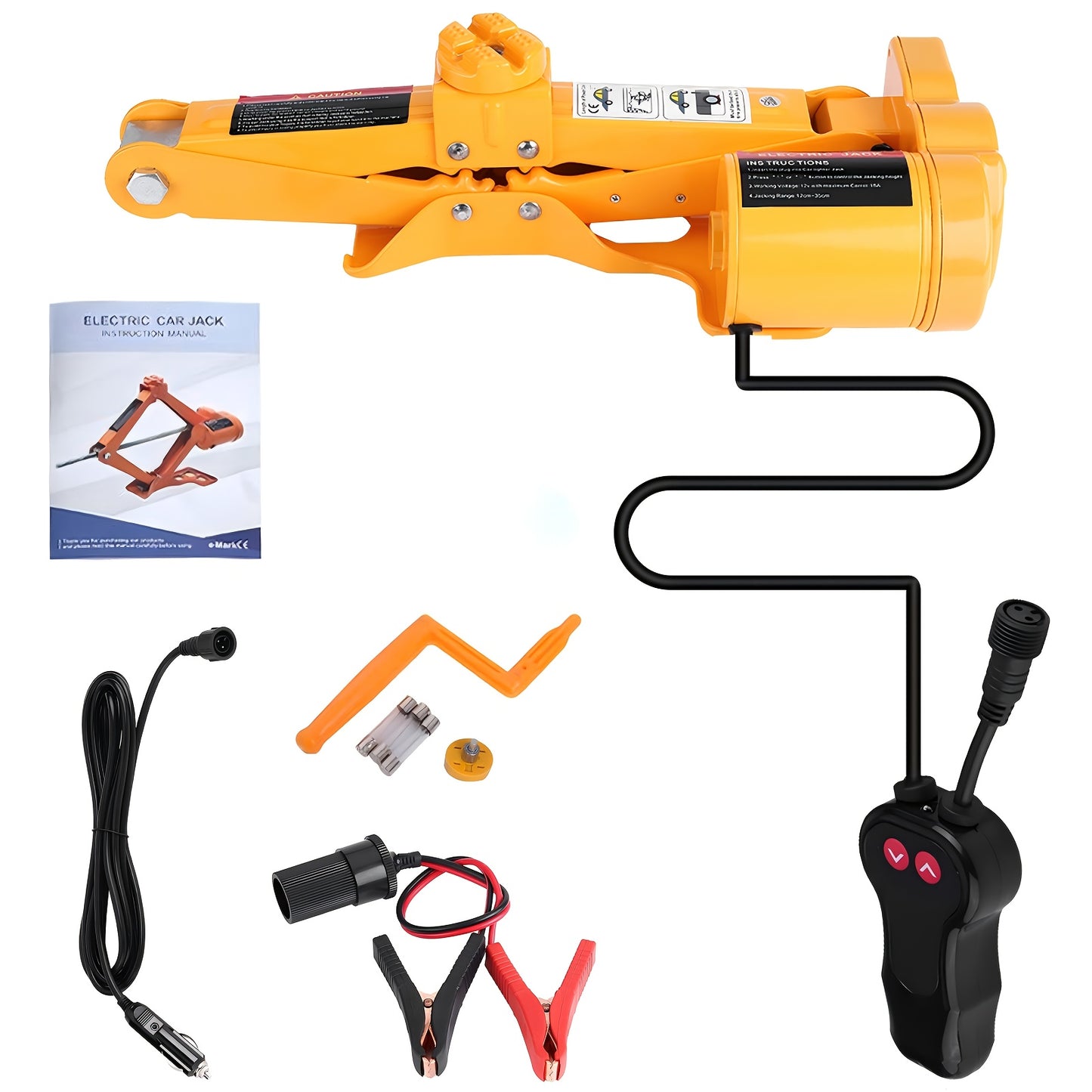 Cric Auto Elettrico, Cric Portatile per Auto da 2 Ton 12 Volt, Kit di Ricambio e Riparazione per Ruota e Sospensione