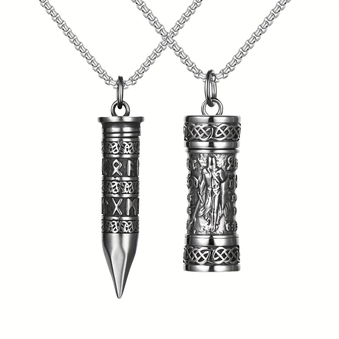 Collana da uomo con San Michele Arcangelo, Collana con ciondolo a forma di urna cineraria, Collana vichinga, Ciondolo con scudo guardiano dell'Arcangelo Michele, Medaglia amuleto cattolica in acciaio inossidabile, Gioiello regalo.