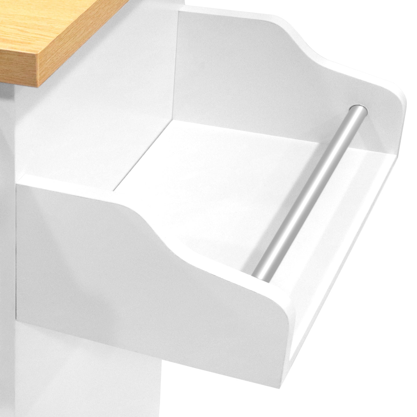 Carrello da cucina multiuso con misure 115 x 36 x 90 cm, dotato di ruote a 360° e ripiani per spezie, in colore bianco