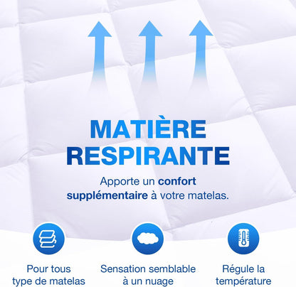 CATAVANA - Topper per Materasso Comfort - Varie Misure (80 X 200 Cm/ 90 X 200 Cm/ 140 X 190 Cm/ 140 X 200 Cm/ 160 X 200 Cm/ 180 X 200 Cm) - Microfibra Traspirante e di Alta Gamma - Imbottitura 800 G - Antiscivolo con Elastici - Ideale per 1 Persona/ 2 Per
