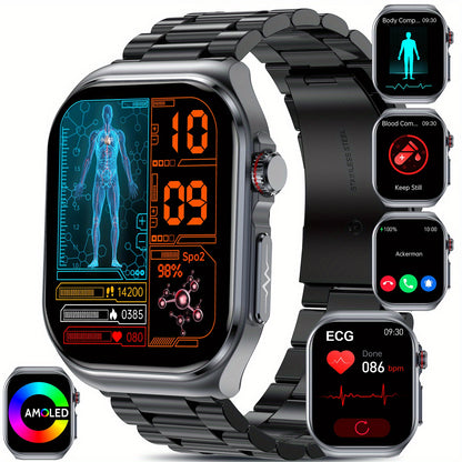 Smartwatch 2026 Nuovo: Display AMOLED Grande da 5,18 cm, Batteria a Lunga Durata da 530 mAh, Chiamata BT 5.3, Modalità Multi-Sport, Assistente Vocale, SOS, Monitoraggio Mestruale, Previsioni Meteo, Orologio Fitness per Android & IOS, Regalo Ideale per la