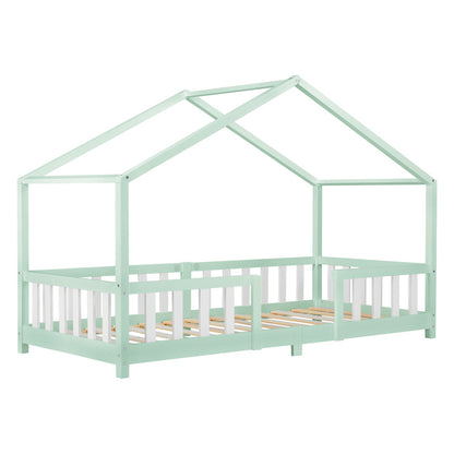 Letto per Bambini Treviolo in Stile Casa con Protezione Anticaduta in Legno di Pino