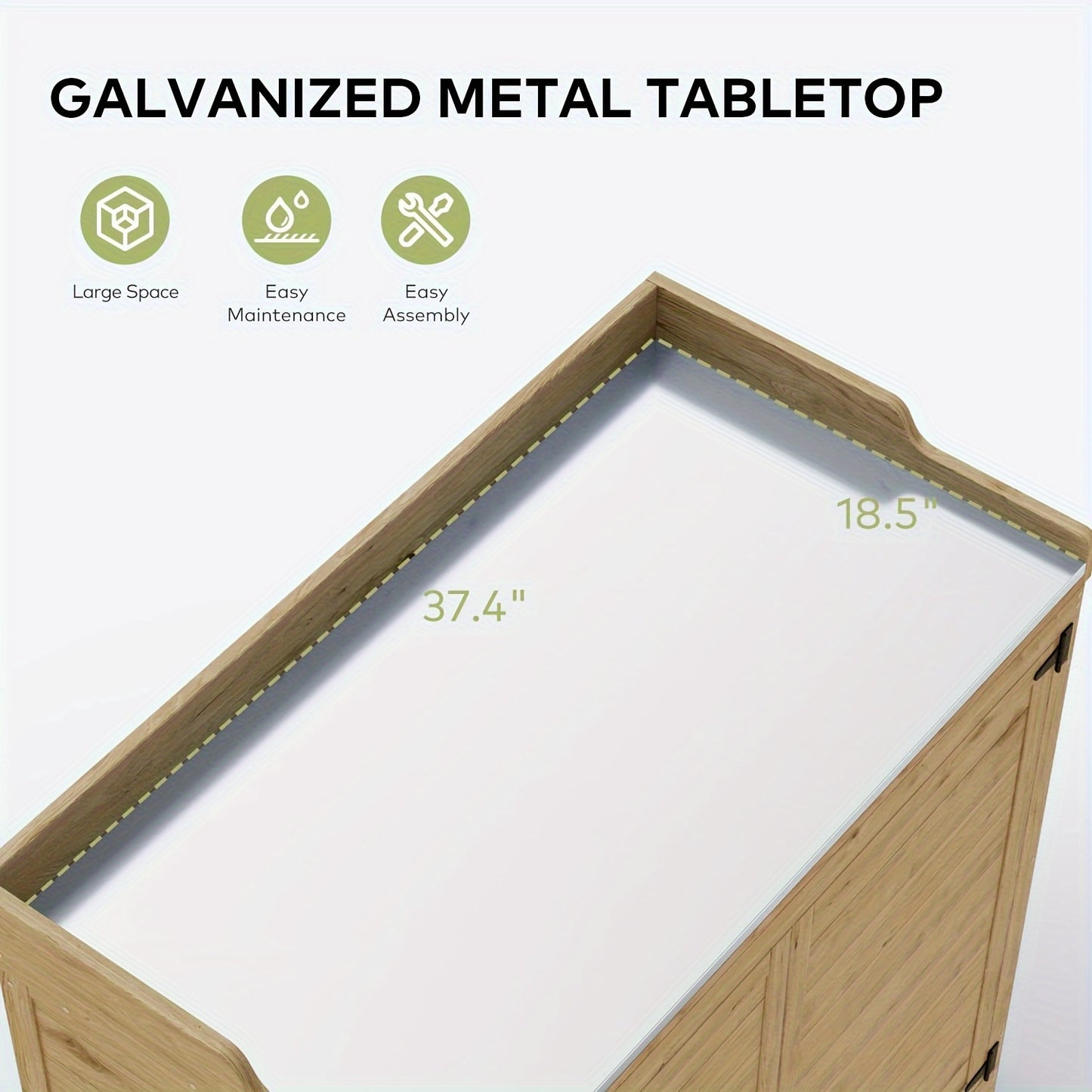 Tavolo per piante con mobiletto base, mobile da giardino con piano di lavoro e 1 ripiano mobile per uso interno ed esterno (Naturale, )