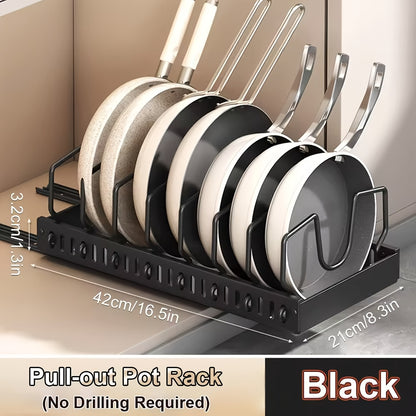 Scaffale da Cucina Estraibile Regolabile, 8/10 Divisori Regolabili per Coperchi di Pentole, Design Adatto per Organizzare Pentole e Coperchi, Combinazione Libera per Soddisfare le Esigenze, Strumenti Pratici per la Casa, Stoccaggio Regolabile, Organizzato