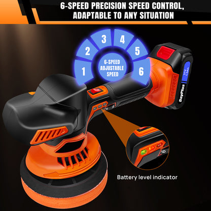 Kit lucidatrice e polishere per auto senza fili, 6 velocità variabili, 2 batterie, polishere senza fili per detailing, lucidatura, ceratura e rimozione graffi auto