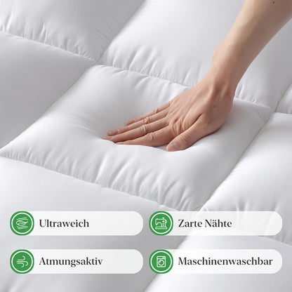 Coprimaterasso Premium Mr. Tree 1100GSM - Ultra Morbido e Soffice, Traspirante e Confortevole per Tutti gli Anni, Rivestimento 100% Microfibra con Cinghie Elastiche Resistenti, Topper per Letto con Sostegno a Letto e Essenziali per la Biancheria da Letto