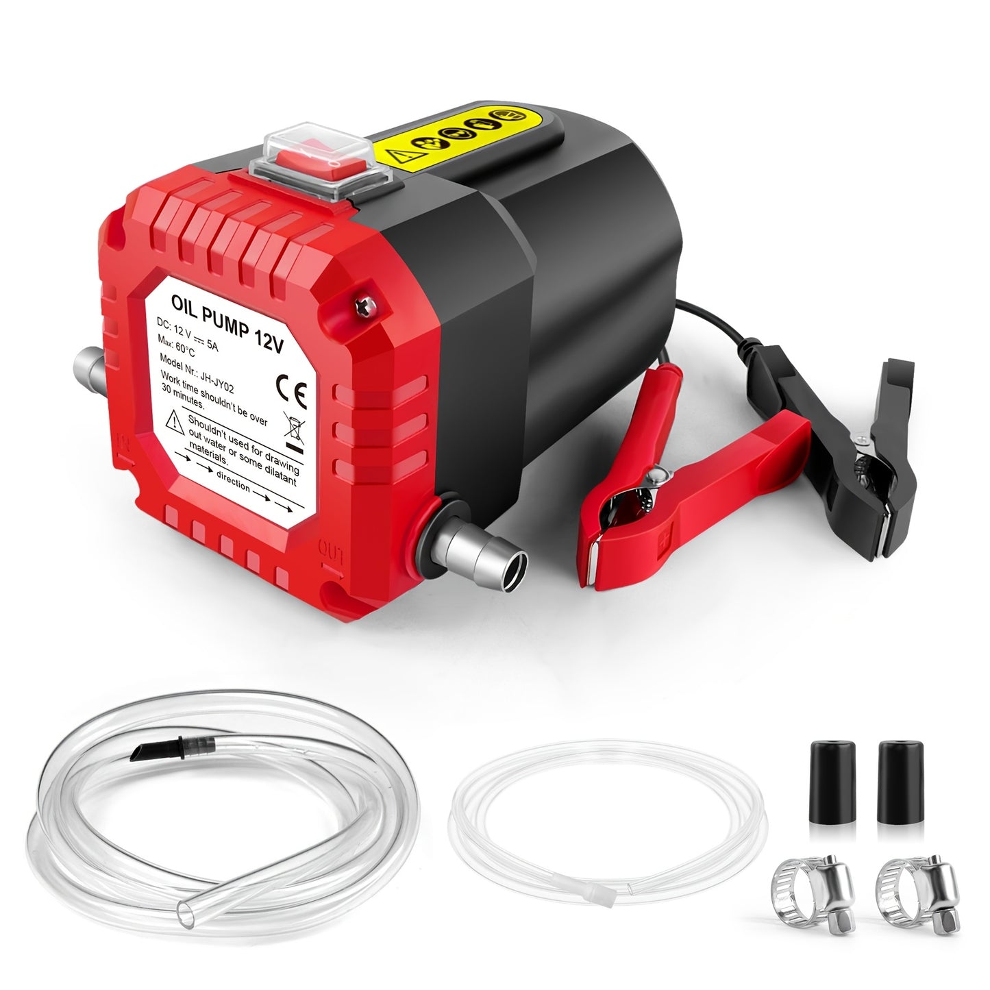 Pompa per olio portatile per auto 12V, pompa elettrica di aspirazione per olio motore diesel e carburante, estrattore elettrico per pompa carburante diesel, rosso, ideale per l'estrazione di olio e diesel, adatta per auto, barche, elicotteri e motocicli,