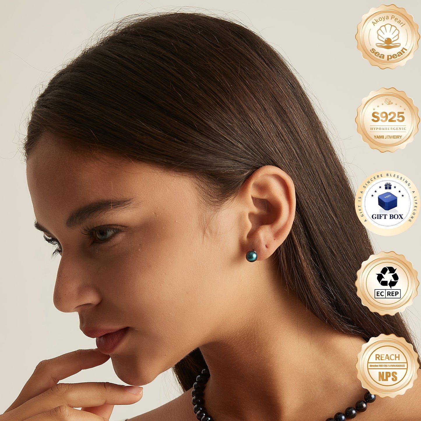 Orecchini rotondi neri in perle di mare coltivate in acqua salata, argento sterling S925, per mamma, fidanzata, amante, il miglior regalo per tutte le feste