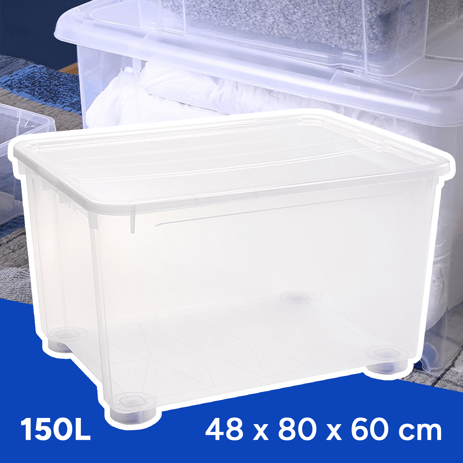 Scatola di Plastica per Organizzare Giocattoli, Libri, Documenti e Coperte - Chiusura Ermetica, Grande Capacità e Resistente - Dekohome