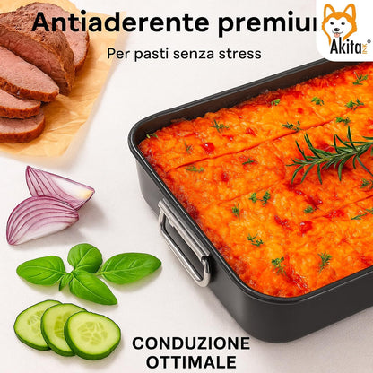 AKITAInk Set 4 Teglie Antiaderenti 20-25-30-35 cm | Alluminio, Cottura Uniforme, Bordo Alto, Lavabili in Lavastoviglie, Senza Grassi per Pizze e Torte Made in Italy