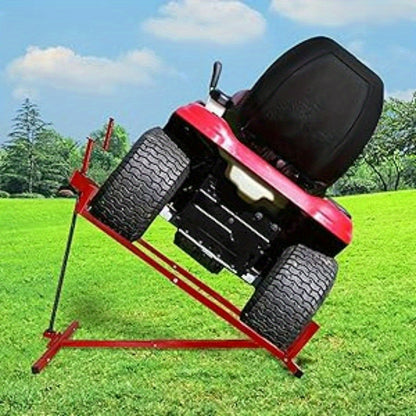 Cric per trattori da giardino 400KG Dispositivo di sollevamento per trattori da giardino Cric per trattori da giardino inclinabile a 45 gradi Regolabile Cric per trattori da giardino Aiuto per la pulizia Piattaforma di sollevamento per tosaerba Rosso