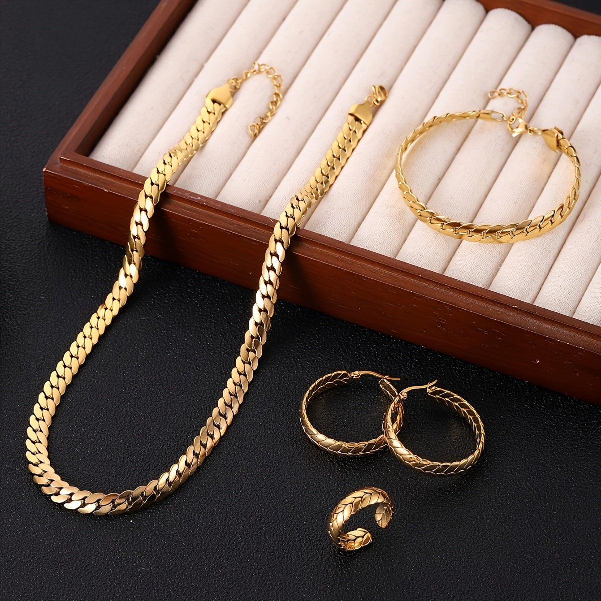 ARTPAGE, Set di gioielli da donna in argento 925, collana + braccialetto + orecchini + anello/ Set da 4 pezzi. Peso totale del prodotto (93,31 g), glamour ed elegante, il regalo perfetto per le donne, ideale per San Valentino, fornito con una squisita con