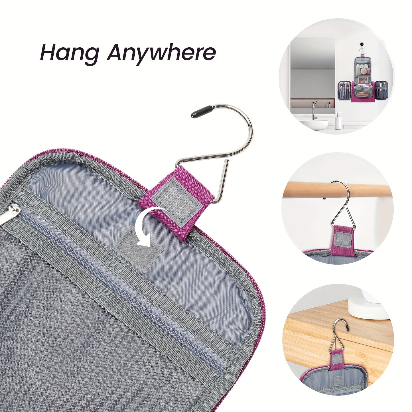 Grande Borsa da Toilette Multitasca con Gancio, Organizzatore di Trucco Elegante per Donne e Uomini, Chiusura con Cerniera Resistente, Design con Maniglia Superiore, Borsa da Viaggio per Toilette, Regalo di Natale