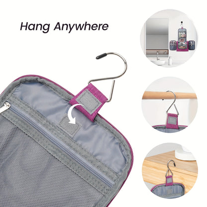 Grande Borsa da Toilette Multitasca con Gancio, Organizzatore di Trucco Elegante per Donne e Uomini, Chiusura con Cerniera Resistente, Design con Maniglia Superiore, Borsa da Viaggio per Toilette, Regalo di Natale