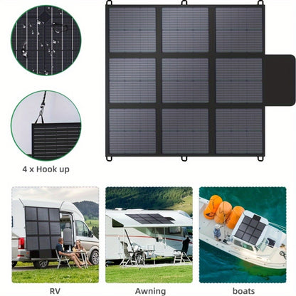 LVYUAN Pannello Solare Portatile da 120W/200W/300W/400W, Coperta Solare Piegevole, Pannello Solare Monocristallino ad Alta Potenza, Efficienza delle Celle Solari Fino al 22.5%, Adatto per Stazione di Alimentazione Avventura all'Aperto Barca Campeggio Gene