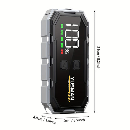 Avviatore di emergenza per auto 10000A/9500A, booster di batteria portatile 12V per tutti i veicoli a benzina/diesel fino a 10 litri, ricarica rapida QC3.0, schermo LCD, luce di emergenza a LED, borsa di stoccaggio in EVA opzionale