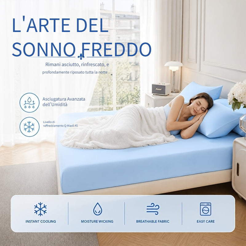 Lenzuolo con angoli estivo fresco - Ipoallergenico e traspirante, antiumidità, coprimaterasso trapuntato antiscivolo con elastico a 360°, antipiega, resistente allo sbiadimento, resistente al restringimento, lavabile in lavatrice (federa non inclusa).