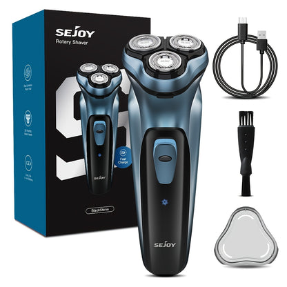 Rasoio Elettrico da Uomo, SEJOY Rasoio Elettrico per Uomo Viso, Rasoio Ricaricabile Wet & Dry con Rifinitore Pop Up, Ricarica Rapida in 1 Ora, Testina Flottante 3D, Indicatore di Alimentazione LCD