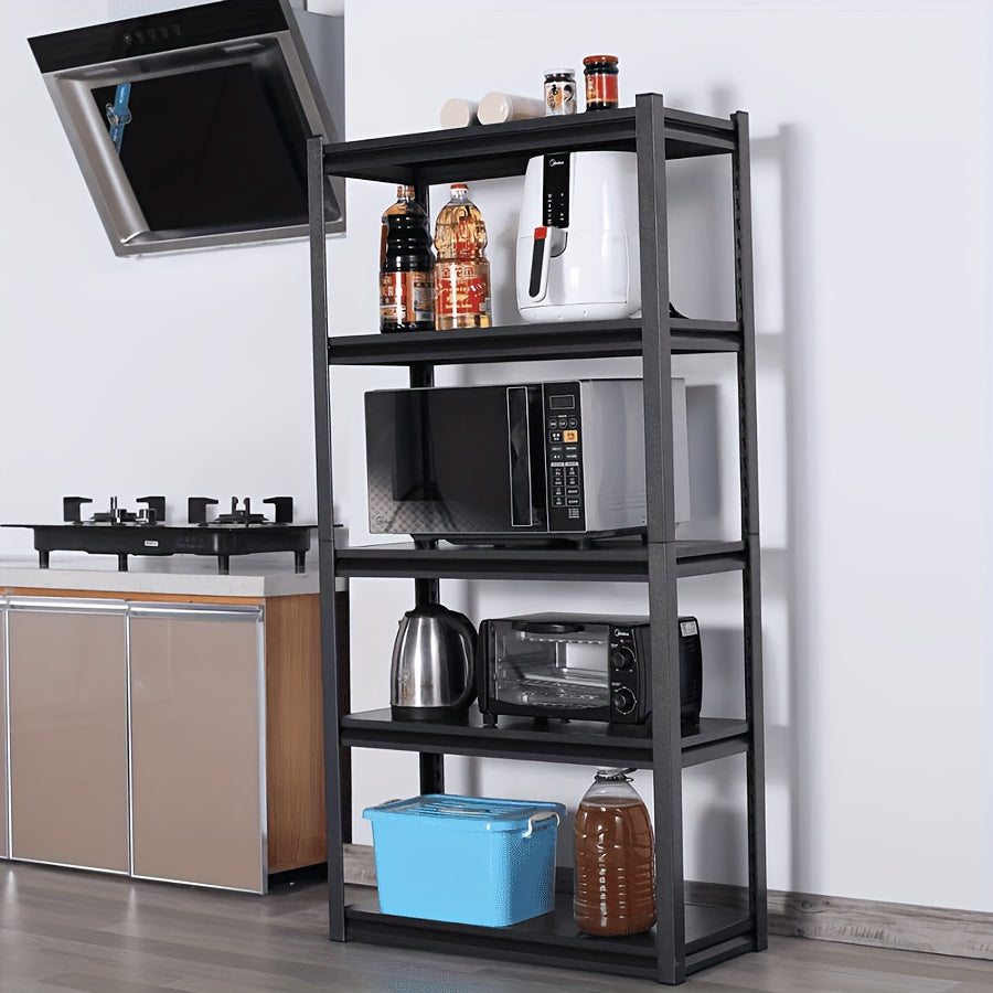 Scaffale portaoggetti in metallo regolabile a 1 pezzo, robusto, a 3/4/5 ripiani, per garage, accessori da viaggio, articoli essenziali da viaggio, adatto per viaggi e uscite, magazzino, cantina, dispensa - Scaffale organizzatore multiuso