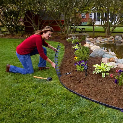 Kit per Bordatura Giardino Nero, 10m con 20 Pali, per Delimitare Prati, Sentieri e Bordi, Flessibile, Resistente alle Intemperie, Facile da Installare e Modellare, Previene Crescita di Erbacce e Erba, Manutenzione Semplice