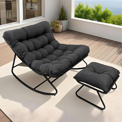 Poltrona a Dondolo per Soggiorno Moderna con Funzione Reclinabile, Poltrona a Dondolo per Casa, Dondolo di Lusso per da Letto, Disponibile nei Colori Nero e Grigio, Perfetta per il Tempo Libero in Famiglia, Regalo Ideale per le Vacanze, Adatta a Tutte e Q