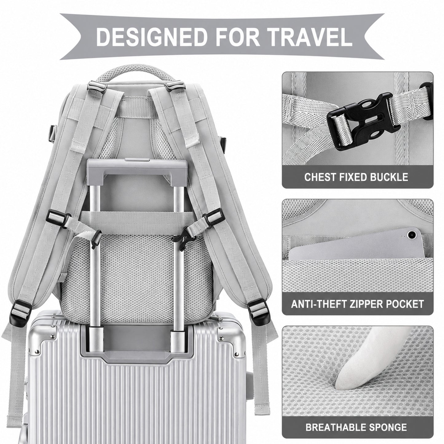 Zaino da viaggio specifico per compagnie aeree, 40×20×25 cm, borsa da cabina, bagaglio a mano espandibile sotto il sedile, borsa conforme alle norme aeree, zaino da viaggio da donna, zaino casual conforme alle norme aeree, zaino da viaggio per attività al