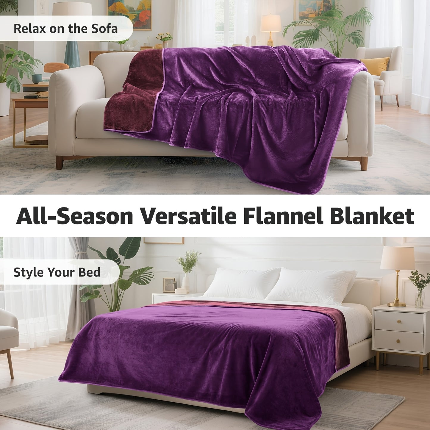 Coperta per letto LOOBANI: Utilizzabile su entrambi i lati con morbida coperta in flanella per letto matrimoniale, dimensioni 229cm * 203cm/205cm * 153cm, coperta a prova di perdite/schizzi per animali domestici, adatta per divano, protezione del sedile,