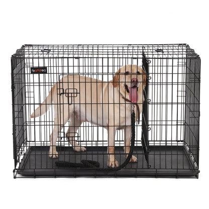Gabbia per Cani, Casetta per Cani con 2 Porte, 122x74,5x80,5 cm