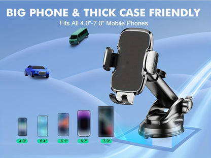 Supporto per Telefono Auto BABACOM [Ventosa Forte e Base Robusta], con Tecnologia di Presa Superiore, Porta Cellulare Rotabile 360° per Cruscotto o Scrivania, Compatibile con Cellulari da 10.16cm a 17.78cm