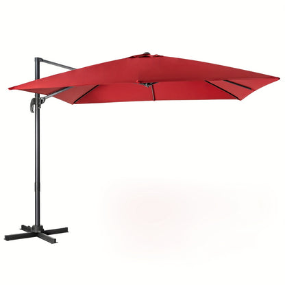 Ombrellone quadrato 300 X 300 cm, ombrello parasole con portico girevole a 360°, ombrello da giardino inclinabile, grande ombrellone da patio, ombrello da mercato per giardini esterni, patii, bar (Beige/Rosso/Caffè)