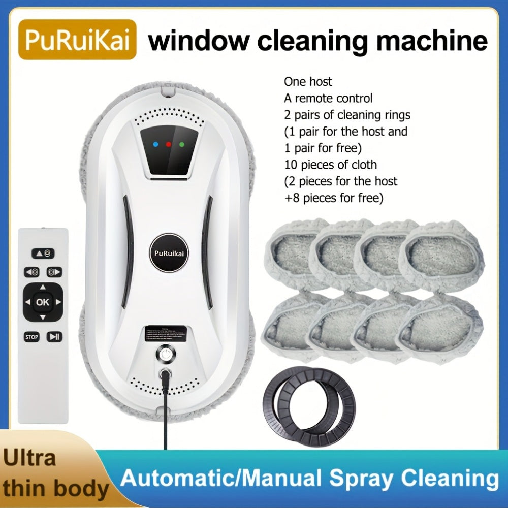 Puruikai 02 Robot Lavavetri Intelligente con Deposito Locale, Spruzzo Automatico d'Acqua, Telecomando, Pianificazione Elettrica, Robot Lavavetri ad Alta Aspirazione Anti-Caduta, Sicuro e Affidabile, Risparmio di Tempo e Sforzo, Regalo di Halloween e Natal