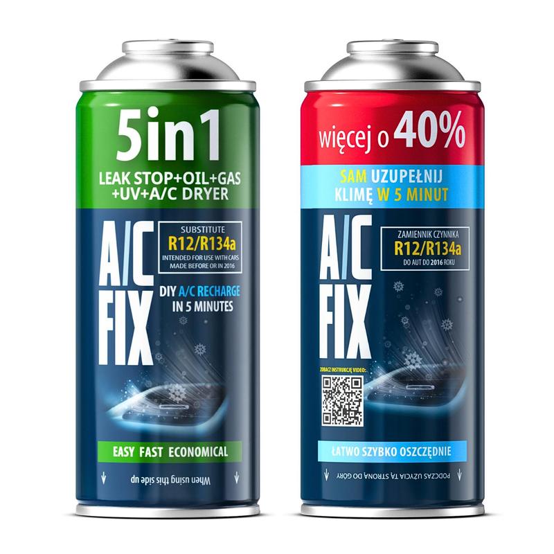 Kit 2x R134a AC FIX Refrigerante per Ricarica Condizionatore Auto, Olio, Sigillante, Colorante UV, Essiccatore A/C, Bomboletta Riutilizzabile con Valvola Filettata, Assistenza Fai da Te per Condizionatore Auto, Per Veicoli Prodotti dal 1994 al 2016, Ricar
